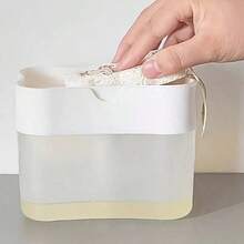 SHEIN 1 pieza Dispensador de líquido lavavajillas y cepillo con recipiente rellenable para líquido de jabón, color aleatorio, decoración del hogar, regalos de Navidad, regalos para el hogar, decoración de la habitación