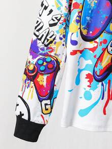 SHEIN 2pcs Kids/Tween Boys' Casual Everyday Comfortable Video Game Graphic Print Crew Neck Sweatshirt And Leggings 2 Pieces Outfit Set Halloween S Leggings Pull Pjs Automne Pyjama Set Snug Fit Fall Winter - Multicolor - View 7