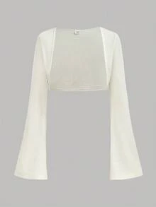 Girlism 2 件套少女米色人造毛皮披肩上衣和修身连衣裙套装，优雅时尚的休闲装 - 杏色 - 查看 8