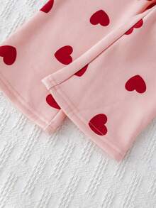 Cozy Pixies 2 件套女婴心形图案针织柔软圆领长袖运动衫和松紧腰喇叭裤套装 - 彩色 - 查看 10