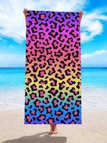 SHEIN 1pc Leopard Print Beach Towel, Modern Microfiber Rectangle Travel Beach Towel For Swimming, Diving, Summer - Multicolor - View 4