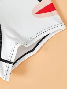 Paul Frank X SHEIN 3 件装男士卡通猴子印花撞色腰带缝线细节舒适平角内裤 - 白色 - 查看 9