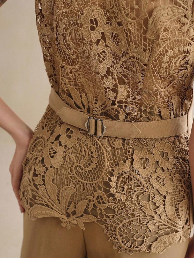 French Elegant Lace Sheer Patchwork Vest, High-End Women's Suit Jacket, Graduation, Business Casual Blazer