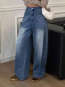 DAZY Jeans rectos casuales y sueltos para mujer, nueva colección de otoño - Azul - Ver 6