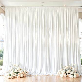 1/2 piezas Cortinas de fondo de satén blanco para decoración de bodas y cumpleaños, cortinas de fondo de unicolor de múltiples tamaños para fotografía, decoración de fiestas de cumpleaños, compromiso, boda, ceremonia, escenario, adecuado para sala de estar, oficina, hogar, dormitorio, decoración del hogar (sin varilla) Día de San Valentín