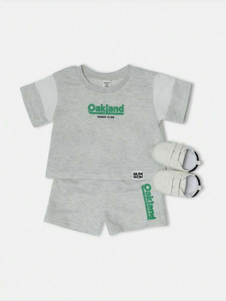 Tennis Club Logo Set With Elastic Waist Shorts