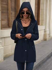 EMERY ROSE Women's Casual Solid Color Zip-Up Hoodie Jacket Fall Winter Cloth For Women