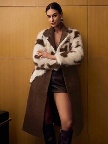 MOTF PREMIUM COLORBLOCK BUTTON UP FAUX FUR COAT - Multicolor - View 7