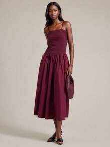 Ontre 2025 新款都市简约风无袖连衣裙，拼布面料，A 字廓形，针织材质，女士休闲连衣裙，适合秋季、返校、商务休闲、通勤装