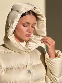 CLARA VERO Women Solid Color Belted And Pocket Detailed Long Winter Coats - Champagne - View 6