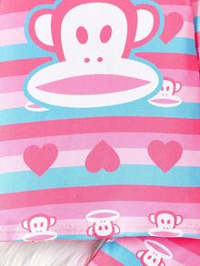 Paul Frank X SHEIN 2pcs/Set Young Girl Cartoon Pattern Crew Neck Long Sleeve Top And Pants Snug Fit Pajamas Set - Multicolor - View 8