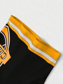 Manfinity Homme Men's Printed Contrast Trim Short Sleeve T-Shirt And Shorts Set , Men S Two Pieces Short Sets , Chicago Shirt - Black - View 6