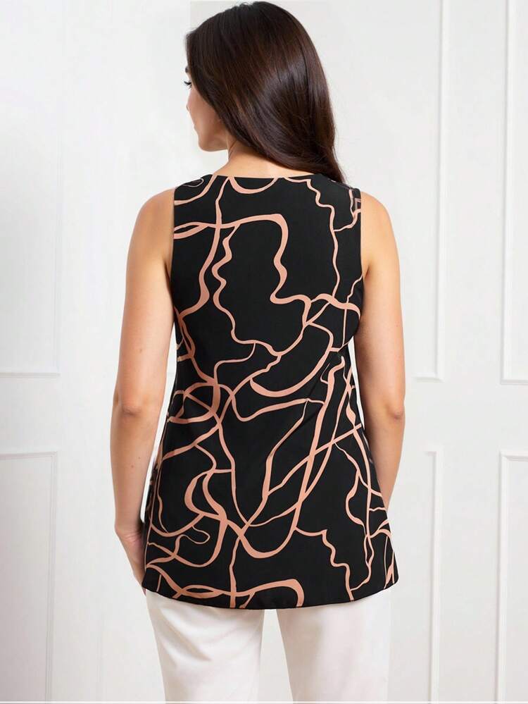 Women's Casual Random Print Sleeveless Shirt