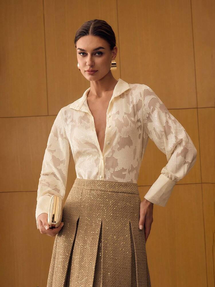 BELTED FOLD PLEATED SKIRT