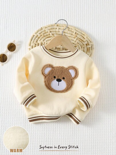 Cozy Pixies Baby Boy Cartoon Bear Pattern Knitted Soft Crew Neck Long Sleeve Pullover Sweatshirt,In Fall/Winter Newborn Baby Clothes Winter Baby Bear Clothes Baby Cartoon Clothes