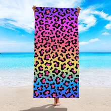SHEIN 1pc Leopard Print Beach Towel, Modern Microfiber Rectangle Travel Beach Towel For Swimming, Diving, Summer - Multicolor - View 3