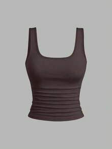 Flirla 大码女式纯色简约无袖背心，日常穿着 - 彩色 - 查看 3