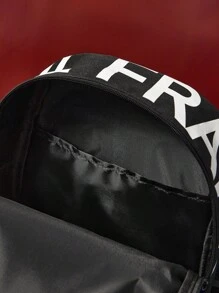 Paul Frank X SHEIN 1pc Cartoon Pattern Adjustable Shoulder Strap Backpack, With Laptop Compartment Fits 13-Inch Notebook, Suitable For Gym, Casual, Canvas, School, Travel, Monkey Design, & Fashionable - Black - View 7