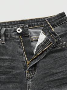 EURMUSE Jeans de verano de mezclilla casual y versátil con puños desgastados para mujer - Gris Claro - Ver 8