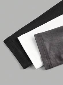 SHEIN EZwear 3 件套休闲简约 U 领长袖短款上衣 T 恤，百搭适合春秋季节 - 彩色 - 查看 10