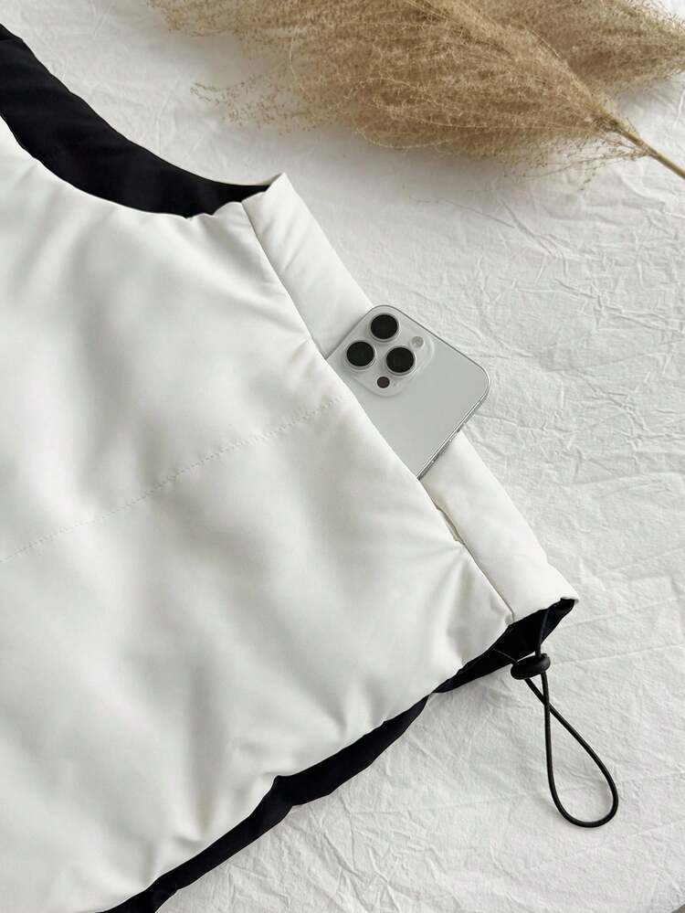 Comfortcana Reversible Horse Logo Sleeveless Zip-Up Casual Plus Size Jacket,Functional  And  Vest Jacket Winter Fall Autumn - Black and White - View 13