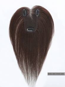 女士真人发顶发片，10 英寸，360° 全覆盖，手工编织自然部分，隐形增发 - S2 - 查看 2