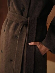 MOTF PREMIUM WOOL DOUBLE BREASTED OVERCOAT, FALL WINTER - Mocha Brown - View 2