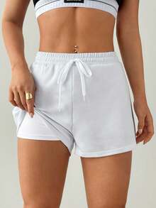 Gameset SHEIN Sport Summer Casual Solid Color Sports Shorts - Baby Blue - View 3