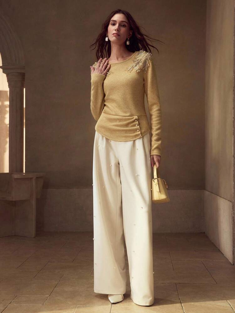 EMBROIDERY RHINESTONE TOP