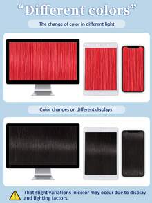 SMART&MATCH 7PCS With 20 Clips Color 1B# Natural Black 115G And 4PCS RED Colored Straight Clip In Hair Extensions 100% Real Human Hair 18 Inch Double Weft Invisiable Clip Hair Extensions Remy Natural Human Hair Highlight Colorful For Women /Girls Daily Use - S1B+RED - View 11