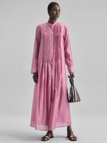 Ontre 2026 Nouvelle collection Printemps/Été Robe longue ample et drapée pour femmes, style élégant minimaliste, bohème. Tenue de plage et vacances - Prune - Voir 3