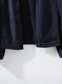 GlowEve 纯色短款3/4袖优雅女士薄款夹克 - 藏蓝色 - 查看 4