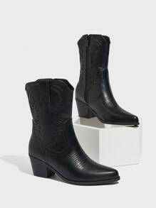 Styleloop Women's Ankle Boots And Short Boots, Suitable For Holiday, BOHO, Retro American, Bohemian, Western, Music Festival, Party, Christmas, Halloween Outfits - Black - View 5