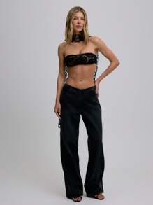 MUSERA Lace Strapless Bandeau With Scarf Tie Top Only Vacation Holiday Beach Elegant Romantic Festival Ibiza Bridal  Party