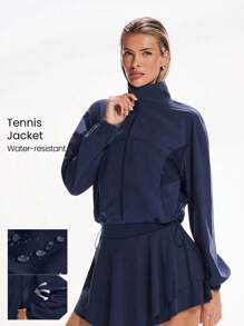 GLOWMODE 防水轻质网球腋下后网眼面板可调节下摆腰长夹克健身训练网球 - Dark Blue - 查看 1