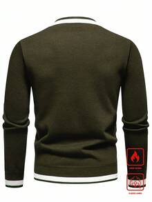 Men's Striped Crew Neck Long Sleeve Casual Loose Fleece Sweatshirt, Autumn/Winter