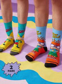 Nick 90s | SHEIN 男士中筒袜 - 彩色 - 查看 1