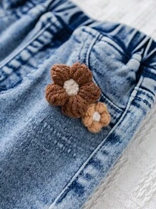 Cozy Pixies Baby Girl 3D Flower Elastic Waist Flared Pants, Versatile & Comfortable