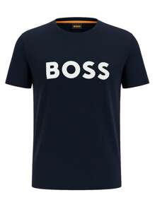 Hugo Boss 男士字母印花圆领短袖休闲百搭T恤 - 404深藍色 - 查看 4