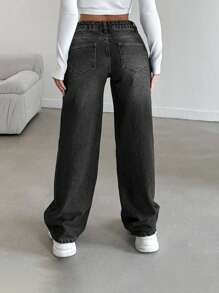 EURMUSE LOW RISE STRAIGHT CYT WOMEN BLUE JEAN - Dark Grey - View 2