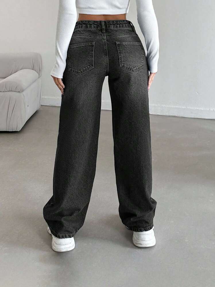 EURMUSE LOW RISE STRAIGHT CYT WOMEN BLUE JEAN - Dark Grey - View 2