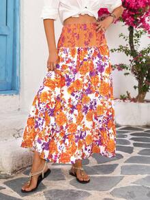 Vivid Eden Gonna casual con stampa floreale e volant sul fondo per donne - Multicolore - Visualizzare 6
