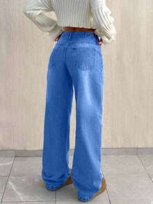 SHEIN Tall TALL CASUAL LOW WAIST BAGGY LOOSE STRAIGHT LEG JEAN - Baby Blue - View 2