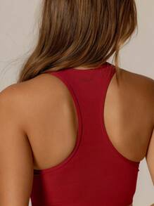 Aralina Leisurewear Activewear Lace Up Top With Racer Back Perfect For Summer Outfits And Airport Outfits For Women And 4th Of July - Red - View 2