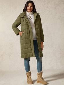 Boho Mama Maternity Solid Color Minimalist Everyday Multifunctional Long Sleeve 3-In-1 Jacket - Green - View 5