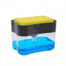 SHEIN 1 pieza Dispensador de líquido lavavajillas y cepillo con recipiente rellenable para líquido de jabón, color aleatorio, decoración del hogar, regalos de Navidad, regalos para el hogar, decoración de la habitación