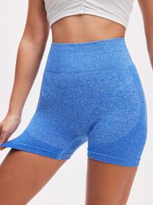 Easify SHEIN Sport Pantalones cortos deportivos con cintura ancha, shorts azul para mujer, shorts para sudadera, shorts de gimnasio, shorts de ciclista