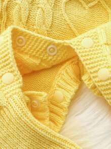 SHEIN 新生儿时尚可爱百搭针织毛衣连体衣爬行服户外穿着 - 黃色 - 查看 3