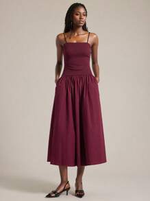 Ontre 2025 新款都市简约风无袖连衣裙，拼布面料，A 字廓形，针织材质，女士休闲连衣裙，适合秋季、返校、商务休闲、通勤装