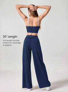 GLOWMODE Pantaloni largi din jacquard cu uscare rapidă, talie elastică, cu buzunare laterale, ținute casual de zi cu zi